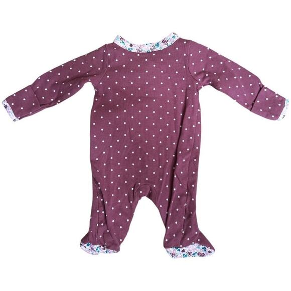 Carter's Baby Girl NB Plum Polka Dot Puppy Sleep and Play One Piece Size NB - Picture 2 of 4